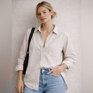 AYR Pale Stone Cotton Button-Up Shirt Minimalist French Girl Soft Oxford Top S